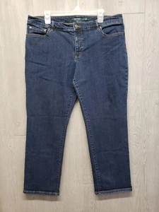 Lauren Ralph Lauren Jeans Womens 18W Stretch Straight Denim 36x28 Mid Blue Plus - Picture 1 of 11