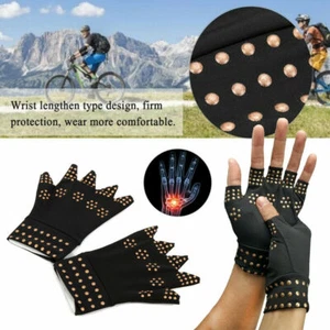 2 Pairs Copper Arthritis Compression Gloves Carpal Tunnel Hand Wrist Brace - Picture 1 of 7