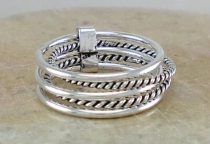 EXOTIC 925 STERLING SILVER 5 BAND STACKED RING size 10 style# r2705 - Picture 1 of 2