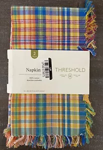 Threshold Checkered Print 2 Piece 100% Cotton Fabric Napkin Set 18" x 18" New 🤗 - Picture 1 of 4