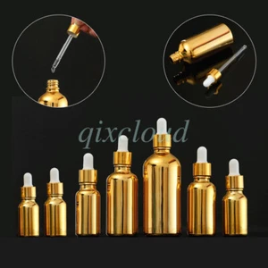 10ml 30ml 50ml 100ml Chrome Gold Glass Empty Dropper Bottles For Essential Oils - Picture 1 of 6