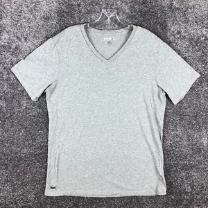 Lacoste V-Neck Shirt Adult XL Slim Fit Undershirt Soft Cotton Logo Tee Gray - Picture 1 of 11