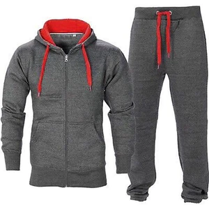 Mens Athletic Fleece Jogging Set Casual Running Jogger Gym Tracksuit Sweatsuit - Picture 1 of 7