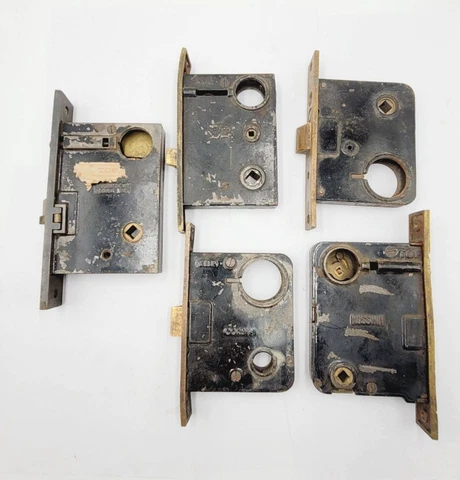 Vintage Exterior Mortise Lock Door LOT of 5 Hardware For PARTS OR REPAIR Cover