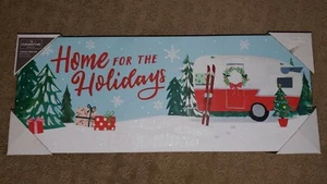Vintage Shasta Camper Trailer Christmas Painting Art winter Scene Picture NEW - Picture 1 of 2