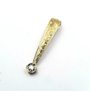 14K Gelbgold Anhänger Schieber Schmuck mit einem 0,09 Diamanten Handgravur Neu - Bild 1 von 5