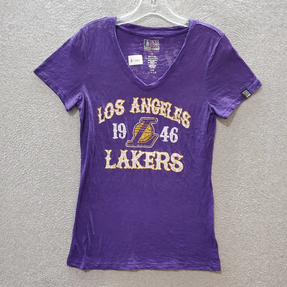 Los Angeles Lakers Women Top Medium Purple Shirt Logo Graphic Short Sleeve - Image 1 of 4