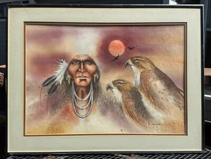 Arthur Menchego ORIGINAL Watercolor Golden Eagle Painting Listed Artist 18 x 24 - Picture 1 of 10