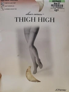 JCpenney Sheer Caress Thigh High Silky Sheer Leg Durable Sheer Toe Average Bone - Picture 1 of 3