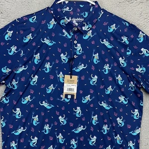 Chubbies The Triton Of The Sea Performance Polo 2.0 Shirt Men 2XL Blue Rugby NEW - Picture 1 of 9