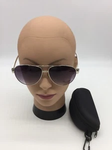 Gucci Gunmetal/White Aviator Designer Sunglasses 65-15-143 Blue Lens - Picture 1 of 9