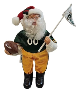 Green Bay Packers Santa Claus Football Poseable Figure Christmas Ornament 2000 - Picture 1 of 12