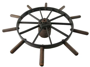Antique Early 1900s Iron And Wood TIGHTENING WHEEL Industrial Decor RARE! - Picture 1 of 15