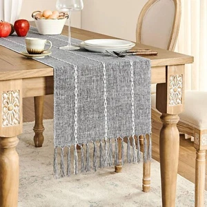 Braided Farmhouse Table Runner 13x36 Inch, 36" x 15" Braided Charcoal Grey - Picture 1 of 6
