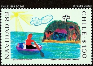 CHICLE ORIGINAL CHILE 1989 SC 868 NAVIDAD 1989 $1.00 COMO NUEVO NUNCA CON BISAGRAS MUY FINO - Imagen 1 de 2