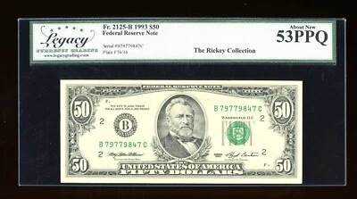DBR 1993 $50 FRN New York Fr. 2125-B Legacy 53 PPQ Serial B79779847C - Image 1 of 2