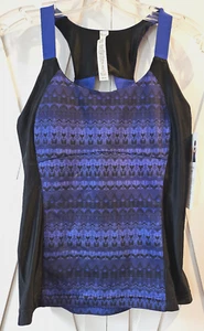 Neu mit Etikett Alo Cortina Tank in Arctic Royalty Blue & Black Racerback Medium - Bild 1 von 6