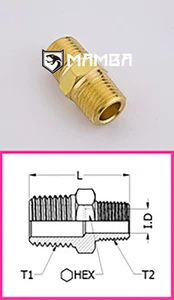 Turbo Brass Adapter Fitting Male Nipple 1” BSP Male to 1/2 BSP Male (50 pcs) - Picture 1 of 2
