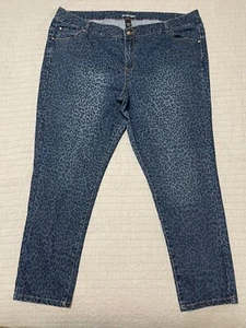 Lane Bryant High Rise Blue Leopard Skinny Jeans Size 28 - Picture 1 of 9