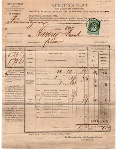 FRANCE N°11 SEUL SUR AVERTISSEMENT AVEC CACHET A DATE DE CAZABON DU 12/02/1863 - Picture 1 of 2