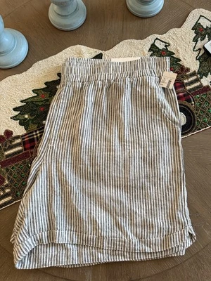 Maurices Shorts sz 22W Mid Rise Linen Blend 5" Inseam Striped Pull On New NWT - Image 1 of 4