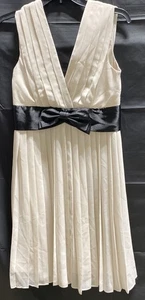 Max And Cleo Women Ivory Pleated Dress Sz6 NWT - Picture 1 of 9