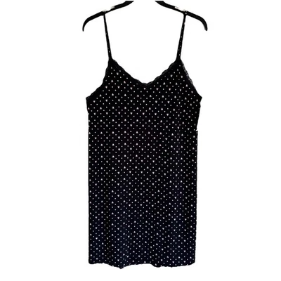 Jessica Simpson Sz L Lingerie Black Lace Trim Hearts Slip Nightgown - Image 1 of 4