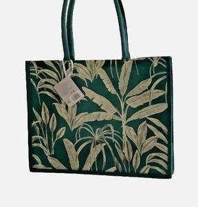 Tesco green palm barrel handledreusable tote shopping bag 12kg 19x40.5x32cm New - Picture 1 of 3
