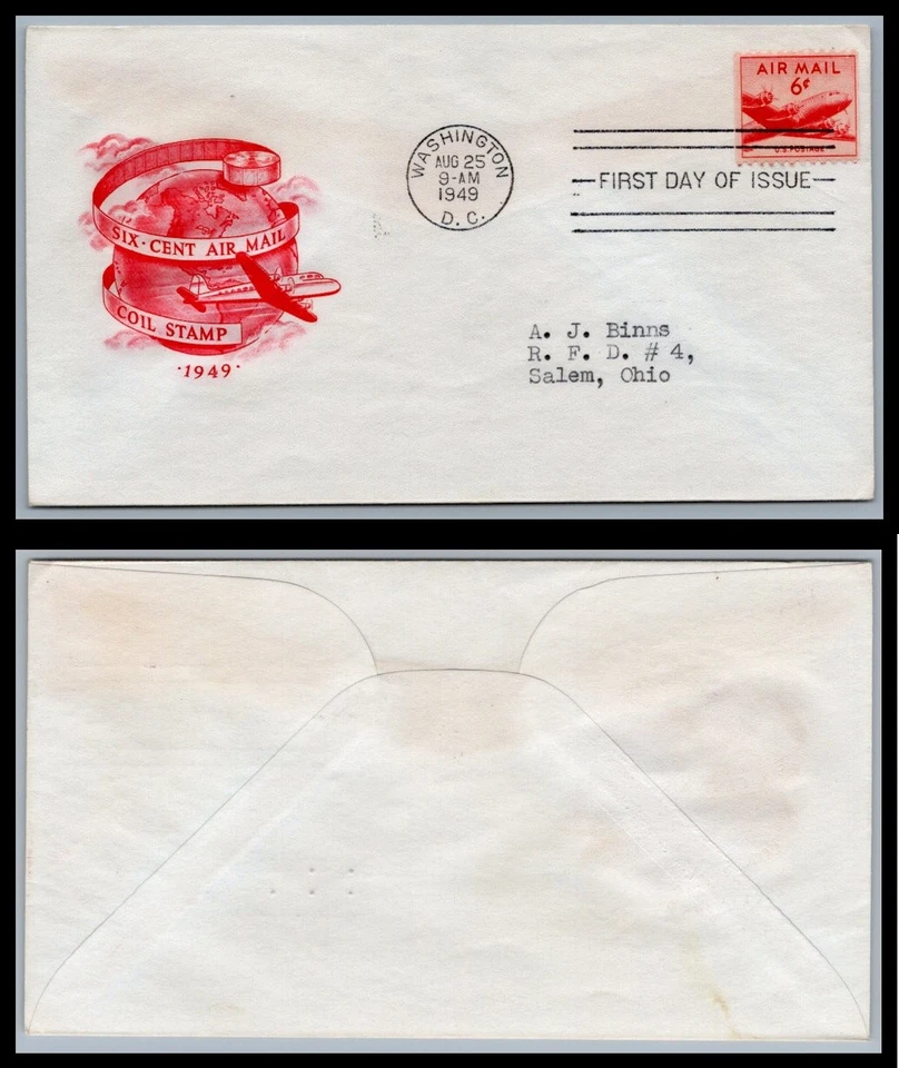 US FDC # C39 6c DC4 Skymaster  Unknown  addressed 1949, 9Q3156 - Image 1 of 1