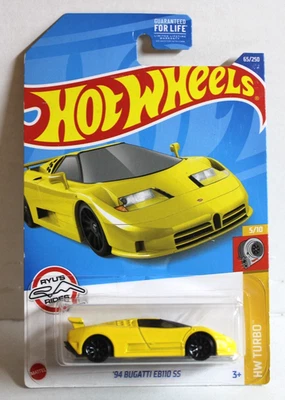 Hot Wheels 2022 HW Turbo 5/10 '94 Bugatti EB110 SS #65/250 Yellow - New - Image 1 of 2