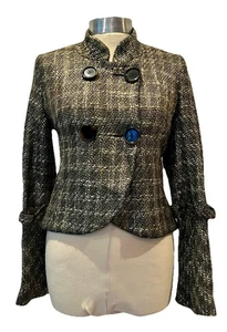 James Lakeland Gold Tweed Fitted Jacket Blazer | Feature Flared Sleeves UK 8-10 - Picture 1 of 17