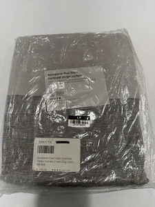 West Elm European Flax Linen Contrast Stripe Frost Gray Slate Curtain ONE 48x84 - Picture 1 of 1