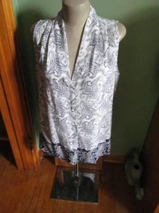 Laundry by Shelli Segal Women Black White Sleeveless Blouse M❤️ - Picture 1 of 4