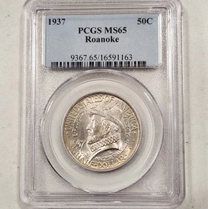 1937 Roanoke Commemorative Half Dollar ~ PCGS MS65 ~ 50C US Silver Coin - Picture 1 of 2
