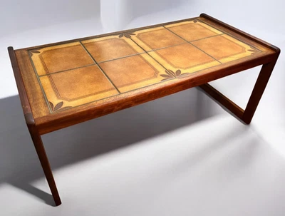 Mid Century Danish Style Tile Top Coffee Table | Retro Teak & Ceramic 1970s - Image 1 of 4