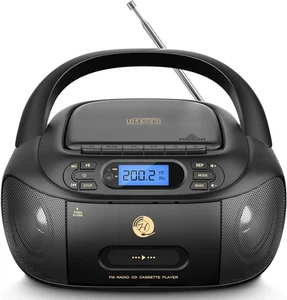 Lettore CD Con Cassette, Radio FM Portatile, Lettore CD Super Basso Boombox Con - Foto 1 di 12