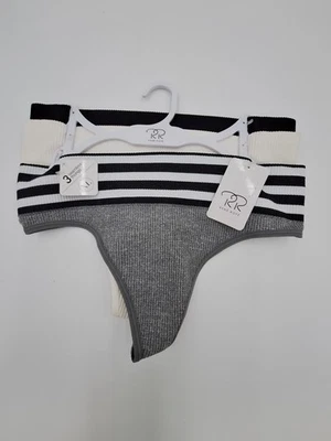 Bragas tanga sin costuras para mujer 3 pares negro blanco gris XL RENE ROFE $42 NUEVAS CON ETIQUETAS Foto 1 de 4