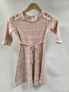 Justice Dress Girls Size 12 Metallic Stripe Long Sleeve Cold Shoulder Keyhole - Picture 1 of 12