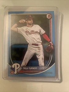 2025 Bowman - Trea Turner #65 bordo blu cielo /499 Phillies - Foto 1 di 2