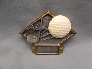 plaque plate trophy award resin diamond DPS66 golf ball and club 6" size small - Picture 1 of 1