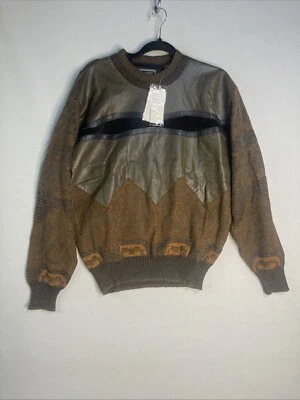 New Vintage SAXONY COLLECTION Genuine Leather Sweater Men’s M Brown 80s 90s NWT - Image 1 of 4