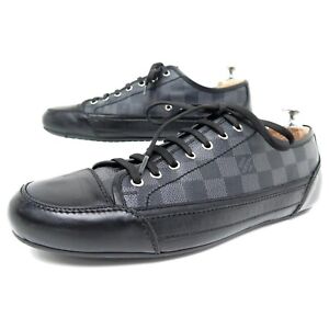 LOUIS VUITTON Men's Damier Graphite LV Logo Cap Toe Low-Top Sneakers Size 9.5