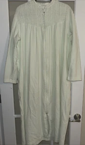 Pariser Intimates grüner Damen Hausmantel mit Reißverschluss Staubmantel Seersucker XL - Bild 1 von 5