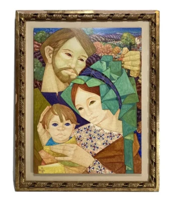 ГАБРИЭЛЬ ПОРТОЛЕС МОДЕРНИСТСКИЙ СЕМЕЙНЫЙ ПОРТРЕТ 1960-Е АНТИКВАРНАЯ КАРТИНА СЕРЕДИНЫ ВЕКА - Изображение 1 из 4