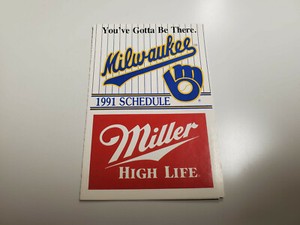 RS20 Milwaukee Brewers 1991 MLB Baseball Pocket Schedule - Miller High Life