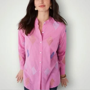 J. JILL Top Damen klein rosa bestickt Langarm Tunika leicht - Bild 1 von 10