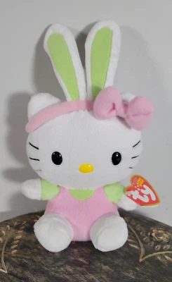 Peluche TY Sanrio Hello Kitty Orejas de Conejo 9" Conejo de Pascua Rosa Verde Foto 1 de 4