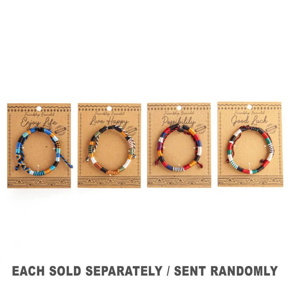 Bracciale dell'amicizia avvolto in filo fatto a mano regolabile con 4 disegni as - Immagine 1 di 1