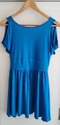 BNWT Topshop Royal Blue Cut Out Shoulder Mini Dress, Size 10 RRP £35