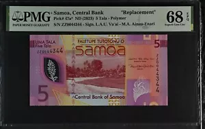 Samoa 5 Tala ND 2023 P 47 a* Replacement Polymer Superb Gem UNC PMG 68 EPQ TOP - Picture 1 of 1